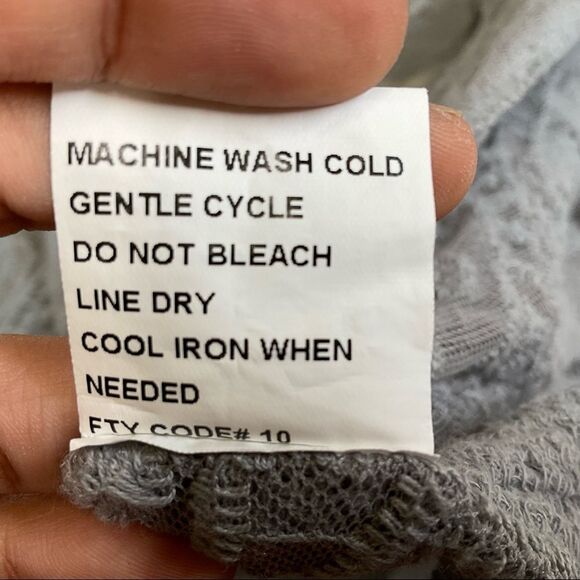 Rebellion Again Grey Open Front Wide  3/4 Sleeve Lace Duster Kimono L - Picture 9 of 10